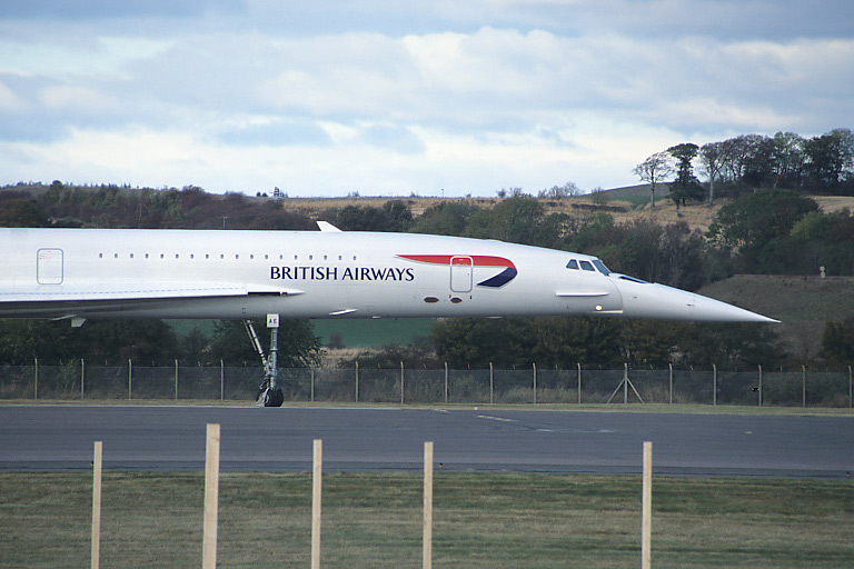 The final flight: Concorde taxies to the end of the runway at Edinburgh Airport, before taking off for Heathrow for the last time. The final flight: Concorde taxies to the end of the runway.