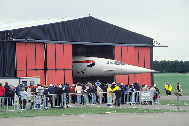 Concorde is moved into its new home.