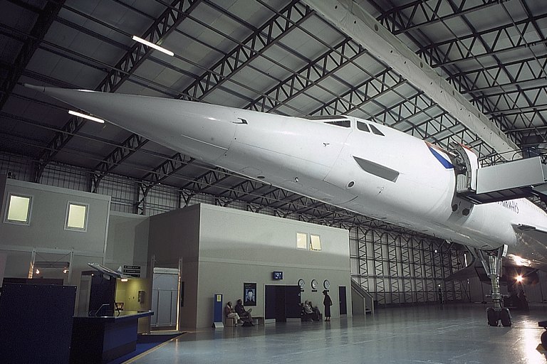 A close-up view of the most famous nose in aviation. Concorde G-BOAA at the Museum Of Flight.