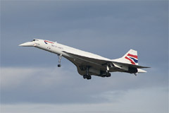 British Airways Concorde G-BOAE lands at Edinburgh Airport for the last time.