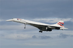British Airways Concorde G-BOAE lands at Edinburgh Airport for the last time.
