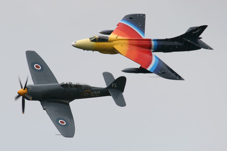 Sea Fury T.20 G-RNHF & Hunter Mk.58a G-PSST